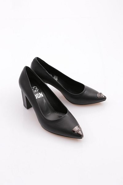 DGN Accesoriu de fier pentru femei cu vârf ascuțit Pantofi cu toc negru 212962621