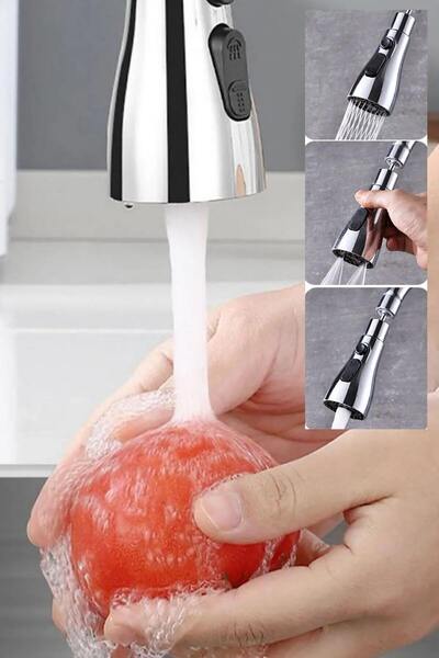 libescarf New Plastic Chrome Finish 3 Functions 360 Degree Movable Kitchen Sink Faucet Head