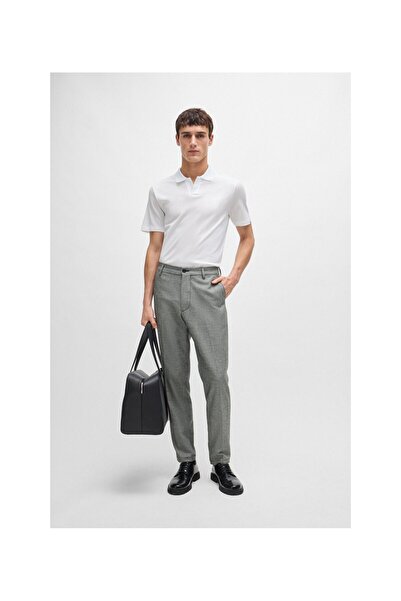 BOSS Mikro-kareli malzemeden normal kesim pantolon