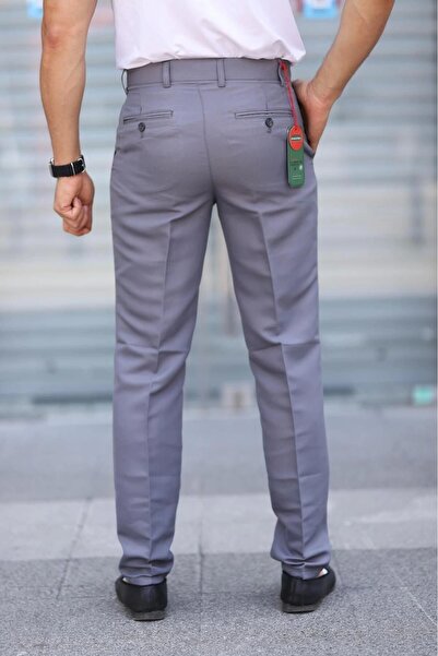 PHANTOM JEANS Light Gray Linen Polyviscon Father's Trousers - Classic Cut Side Pocket Seasonal