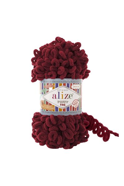 Alize Puffy Fine (SMALL BOWKNOT) (FINE) Ață pentru tricotat manual - 107 Cireș - 100 Gr. 14,5 Mt. Ață de tricotat cu degete