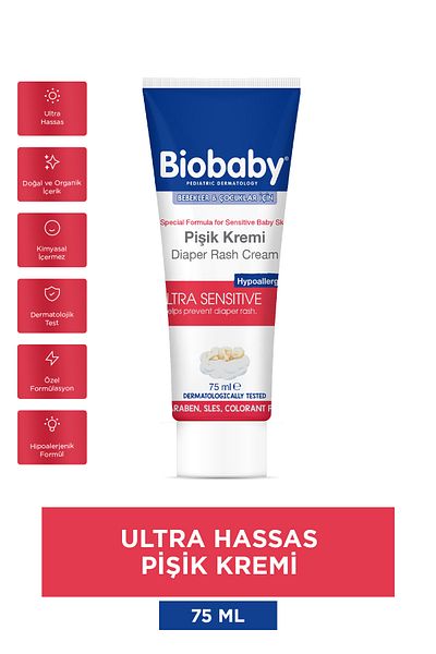 Biobaby Baby Diaper Rash Cream 40% Zinc 75 gr - Contains Organic Buckthorn Oil and Olive Oil