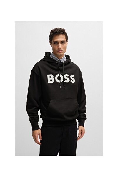BOSS Erkek Marka Logo Detaylı Regular Fit Uzun Kollu Siyah1 Sweatshirt 504966...