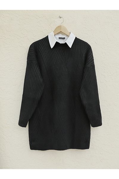 Modamorfo Black Diamond Patterned Running Knitwear Tunic