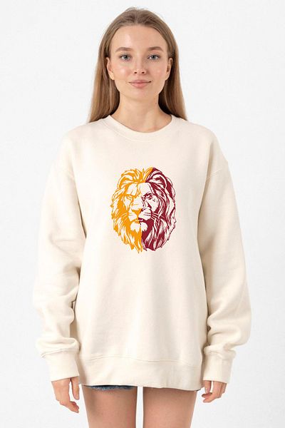 Tshirthane Yellow Red Lion Ecru Women's 2Ip Sweatshirt