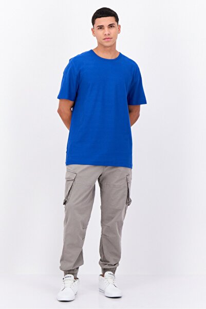 French Connection Men Crew Neck Short Sleeves Textured T-Shirt, Blue