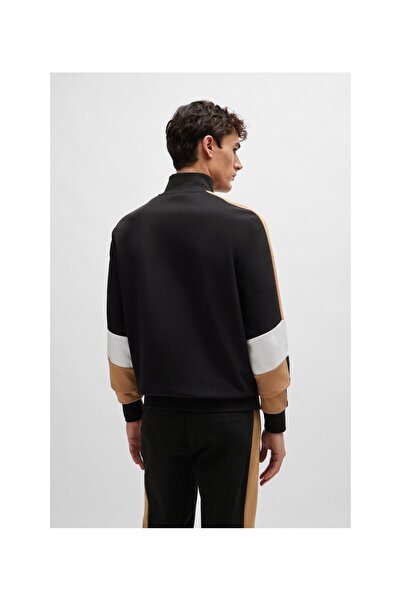 BOSS Renk karışımlı pamuk karışımlı fermuarlı sweatshirt