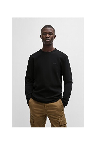 BOSS Nakışlı logolu pamuk karışımlı normal kesim tişört