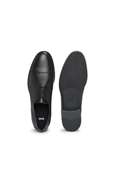 BOSS Damarlı deriden burun koruyucu detaylı Derby ayakkabı