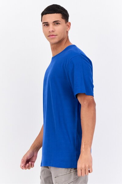 French Connection Men Crew Neck Short Sleeves Textured T-Shirt, Blue