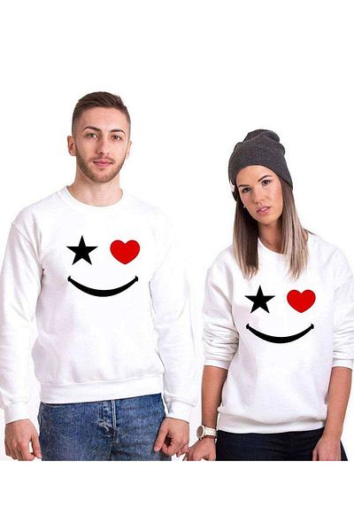 Tshirthane Star Heart Smile Lover Combinations Sweatshirt Couple Combination