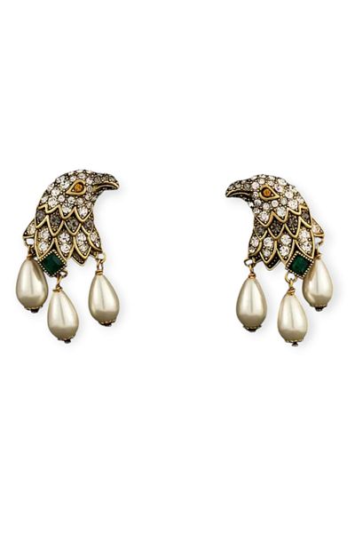 ARBABAG&ACCESSORY Overlay on Copper Inlays Crystal Stone Women Earrings
