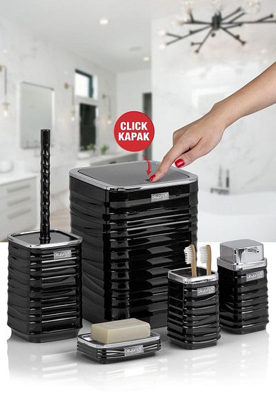 Okyanus Home Σετ μπάνιου Luna Black Chrome Square 5 τεμαχίων