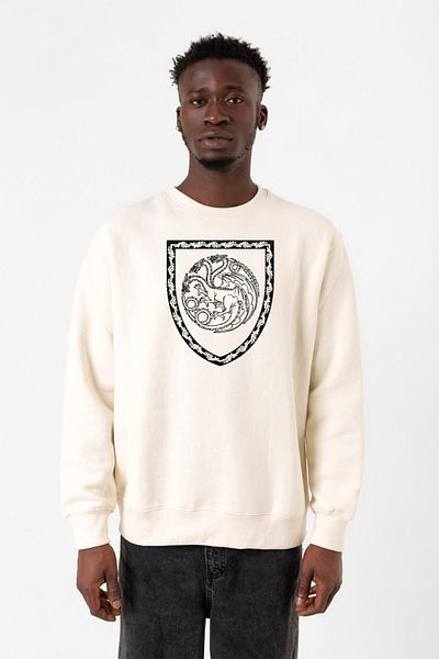 Tshirthane سويت شيرت رجالي من House Of The Dragon Targaryen بشعار Ecru ذو حبلين