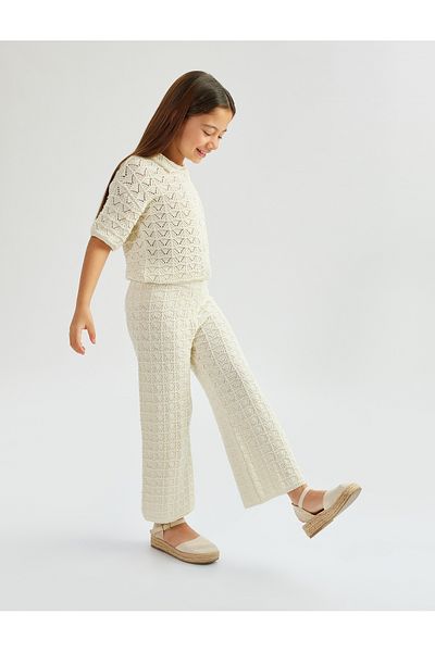 Koton Wide Leg Openwork Knitwear Trousers