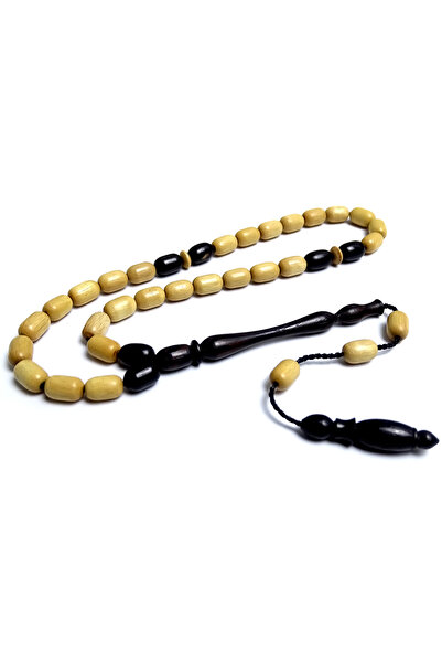 Tesbih Ruyasi مسبحة صلاة صغيرة الحجم مصنوعة من خشب الأبنوس بلونين