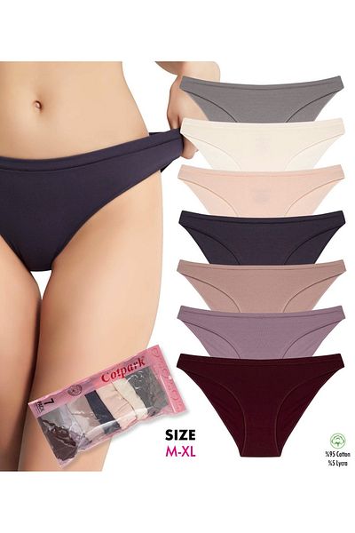 Cotpark Chiloți bikini de bază din bumbac pentru femei, pachet de 7 4110