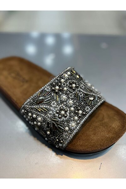 Hacıoğlu Ayakkabı Άνετες γυναικείες καθημερινές παντόφλες Pienn Tek Band Stone