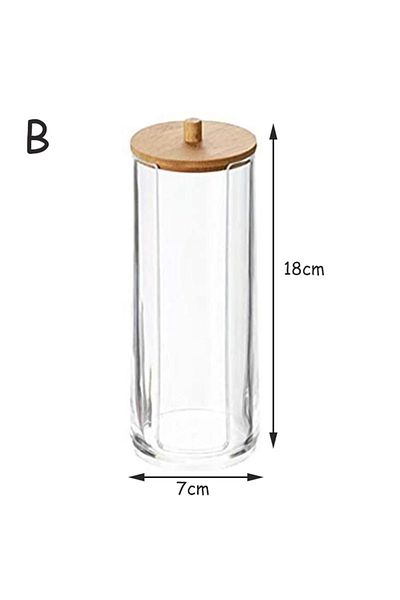 Choice B Acrylic Storage Box Bathroom Jar Makeup Organizer Cotton Round Pad Holder Cotton Swab Box Qtip Ho.