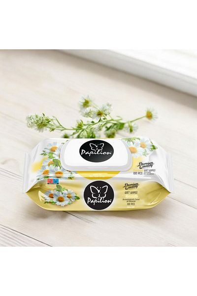 Papilion Set of 100 Wet Wipes Daisy