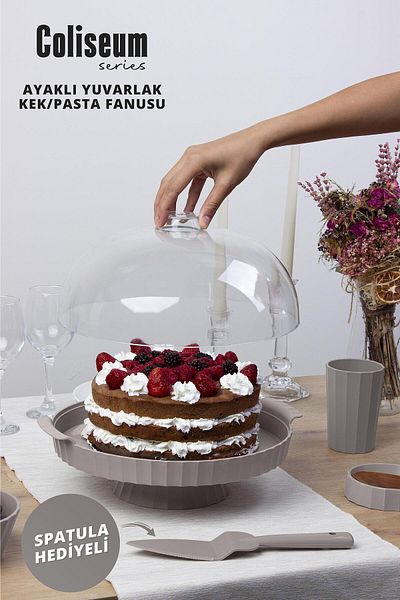 Okyanus Home Coliseum Footed Mink Round Cake - Cake Jar