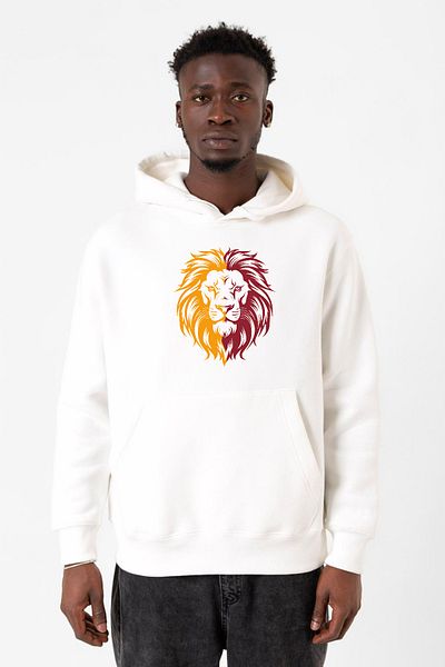 Tshirthane Galben Roșu Leon White Hanorac cu glugă cu 3 frânghii pentru bărbați