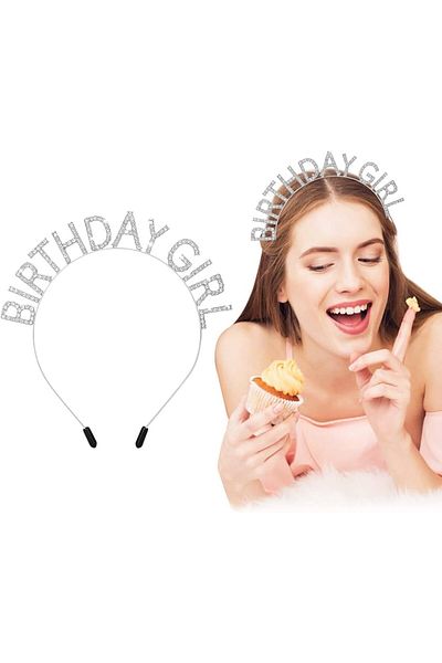 Mu Art Crystal Stone Silver Birthday Girl Written Birthday Party Crown 19x11 Cm
