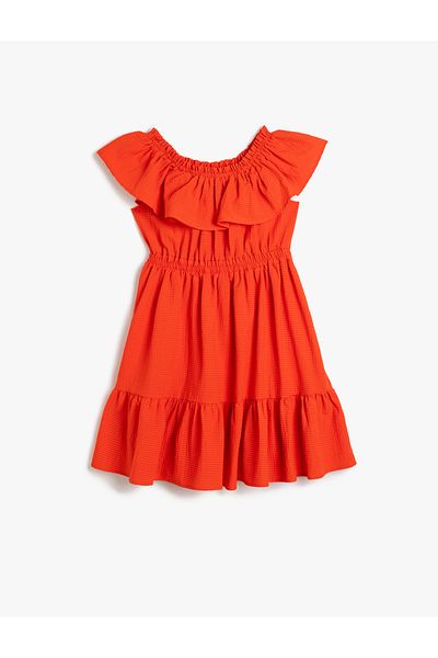 Koton Ruffle Detailed Boat Neck Sleeveless Dress