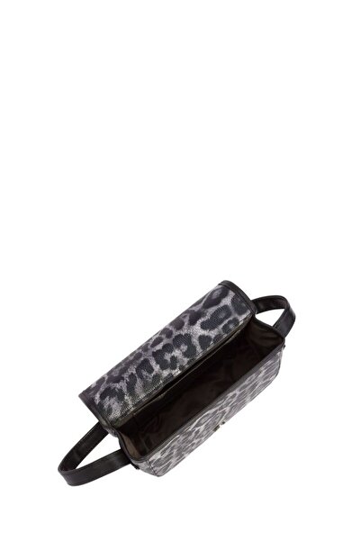 Bilik Deri Сумка через плече для жінок, сіра з леопардовим принтом RH 06-DS