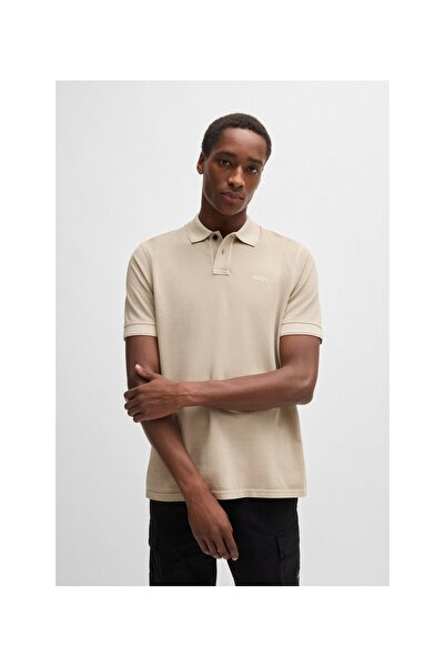 BOSS Logo baskılı pamuklu pike polo yaka tişört