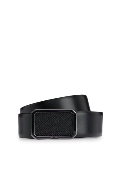 BOSS Plakalı monogram tokalı İtalyan derisi kemer