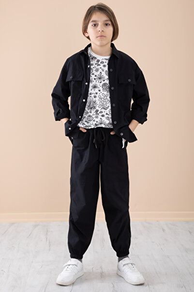 Cansın Mini Black Boy's 3 Piece Suit with Chest Pockets 20349