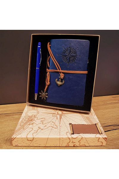 NZM TİCARET Compass Notebook and Ballpoint Pen Set