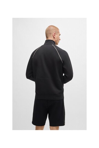 BOSS Biyeli esnek pamuklu fermuarlı sweatshirt