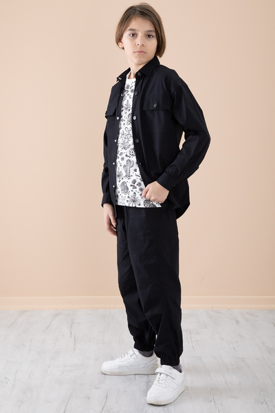 Cansın Mini Black Boy's 3 Piece Suit with Chest Pockets 20349