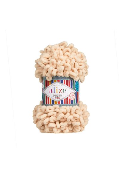 Alize Puffy Fine 1 Piece Fine Hand Knitting - 310 Honey Foam - 100 Gr. 14.5 Mt. Finger Knit Lanyard
