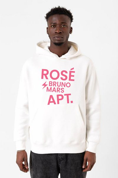 Tshirthane BLACKPINK ROSE BRUNO MARS APT Λευκό ανδρικό φούτερ με κουκούλα 3 κορδονιών