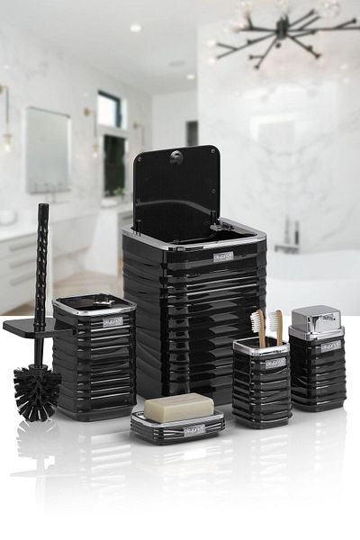 Okyanus Home Σετ μπάνιου Luna Black Chrome Square 5 τεμαχίων