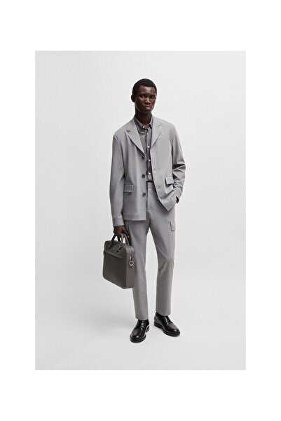 BOSS Yapılandırılmış performans esnek kumaştan dar kesim gömlek