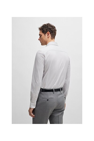 BOSS Desenli esnek kumaştan dar kesim gömlek