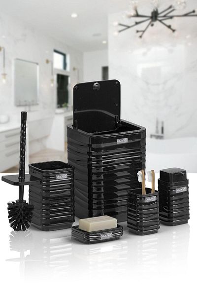 Okyanus Home Σετ μπάνιου Luna Black Square 5 τεμαχίων