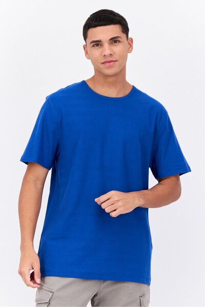 French Connection Men Crew Neck Short Sleeves Textured T-Shirt, Blue