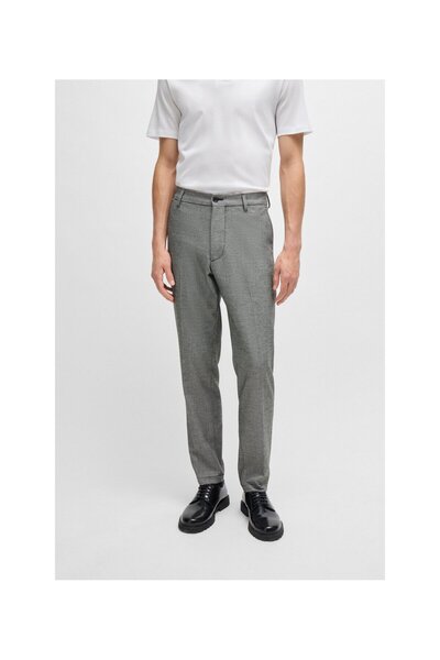 BOSS Mikro-kareli malzemeden normal kesim pantolon