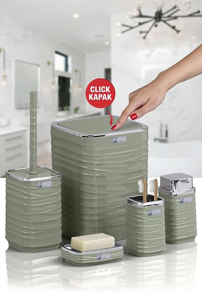 Okyanus Home Σετ μπάνιου Luna Green Chrome Square 5 τεμαχίων
