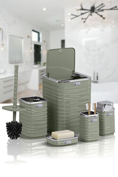 Okyanus Home Σετ μπάνιου Luna Green Chrome Square 5 τεμαχίων