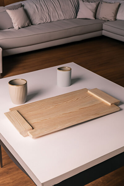 Leyla Home صينية خشبية طبيعية مصنوعة يدويًا