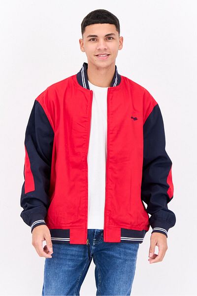 Perry Ellis Men Embroidered Bomber Jacket, Red