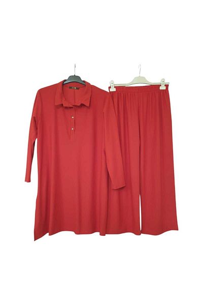 GGMM Shirt Collar Sand Crepe Double Set