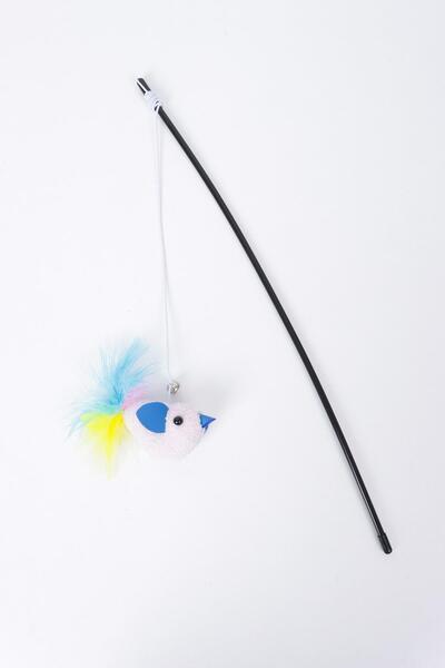 GOBYPET Furry Cat Fishing Rod, Plush Pink Bird Cat Play Fishing Rod