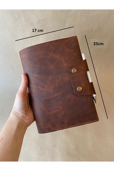 ALESTA LEATHER Genuine Leather Handmade Organizer - Agenda/Notebook and Pen Gift